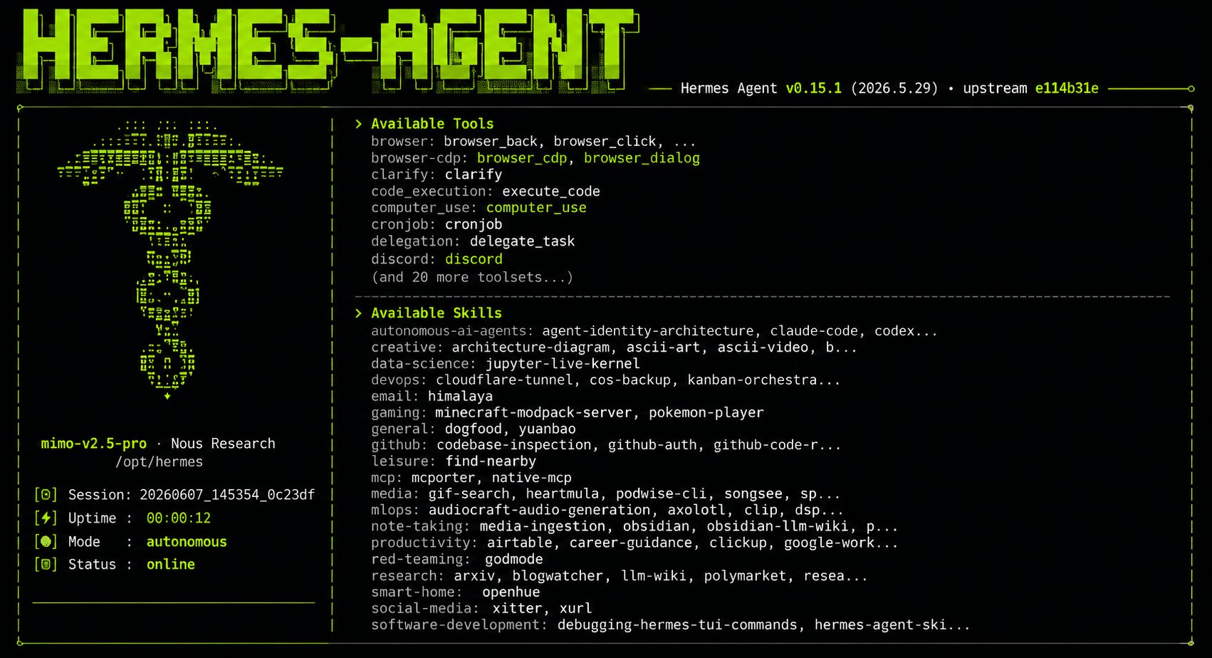 Hermes Agent 启动页